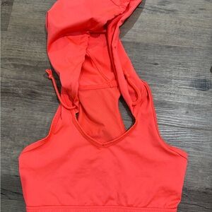 Women's Coral crop bra top with hood dancewear